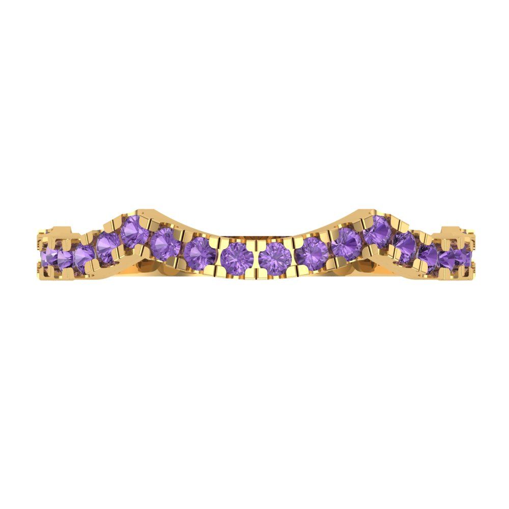 0.36 cttw Simulated Alexandrite Round Cut Yellow Gold Eternity Wedding Band