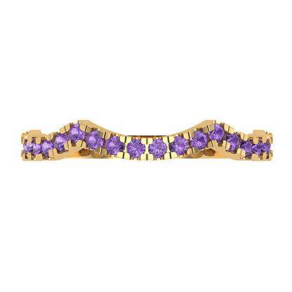 0.36 cttw Simulated Alexandrite Round Cut Yellow Gold Eternity Wedding Band
