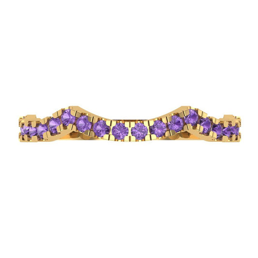 0.36 cttw Simulated Alexandrite Round Cut Yellow Gold Eternity Wedding Band