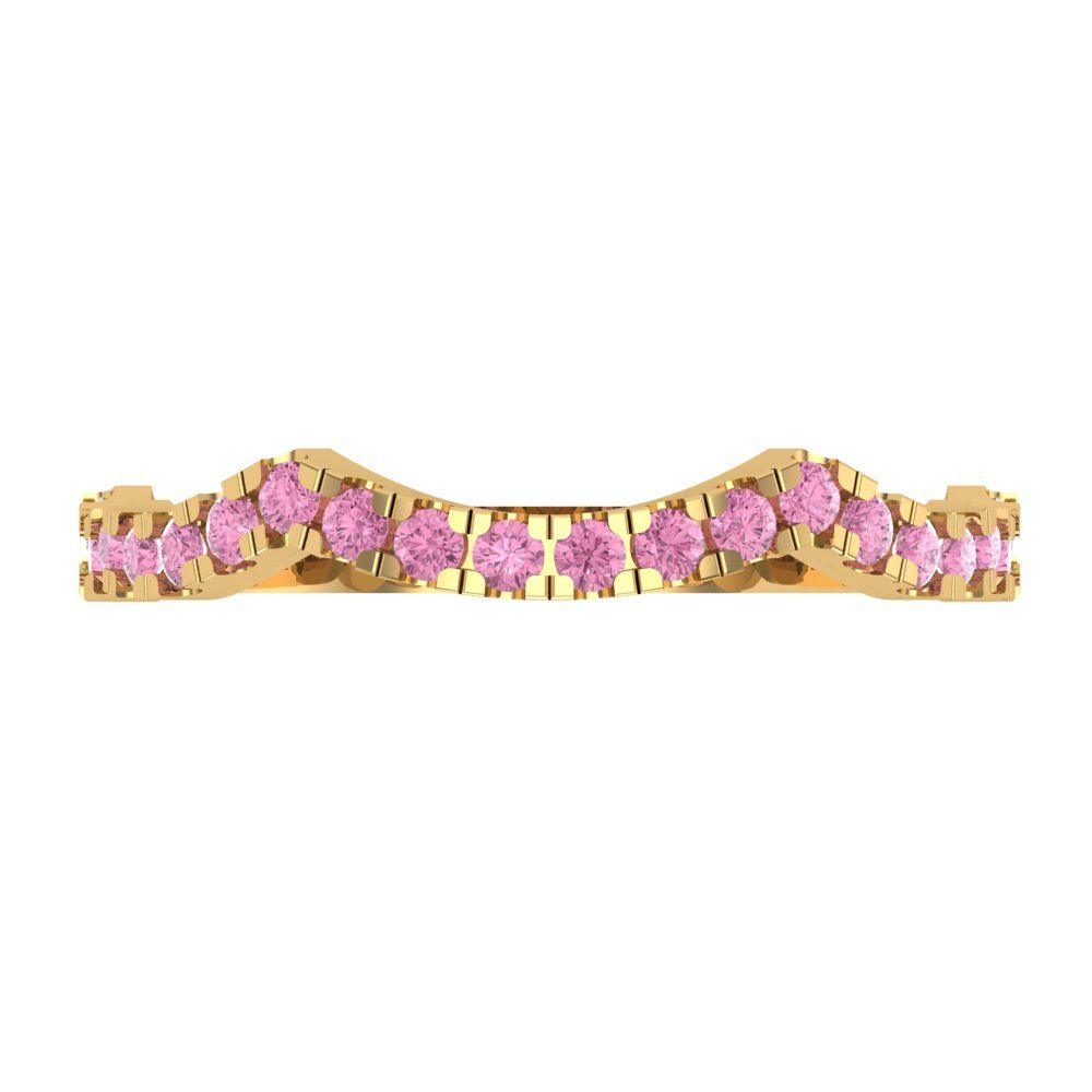 0.36 cttw Simulated Pink Diamond Round Cut Yellow Gold Eternity Wedding Band