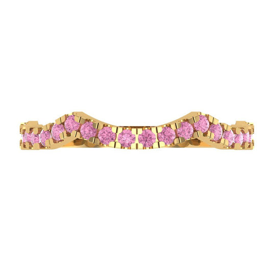 0.36 cttw Simulated Pink Diamond Round Cut Yellow Gold Eternity Wedding Band
