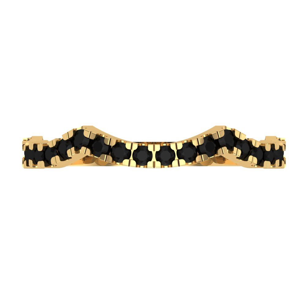 0.36 cttw Natural Onyx Round Cut Yellow Gold Eternity Wedding Band