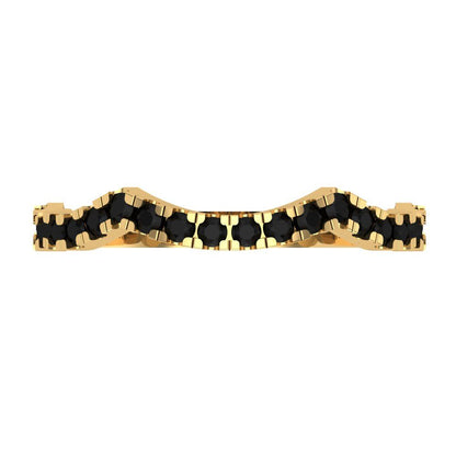 0.36 cttw Natural Onyx Round Cut Yellow Gold Eternity Wedding Band