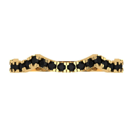 0.36 cttw Natural Onyx Round Cut Yellow Gold Eternity Wedding Band