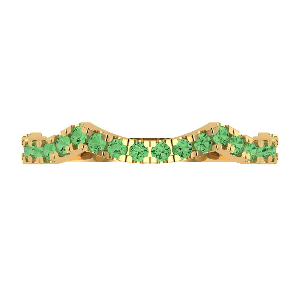 0.36 cttw Simulated Green Diamond Round Cut Yellow Gold Eternity Wedding Band