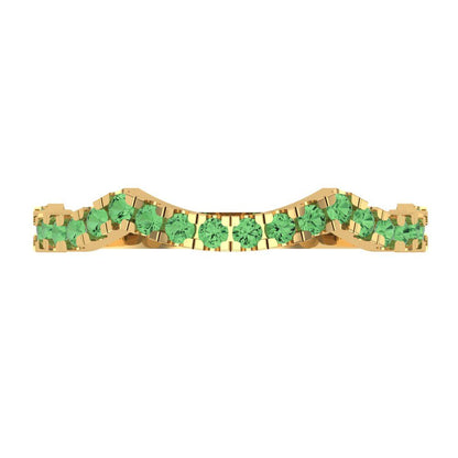 0.36 cttw Simulated Green Diamond Round Cut Yellow Gold Eternity Wedding Band