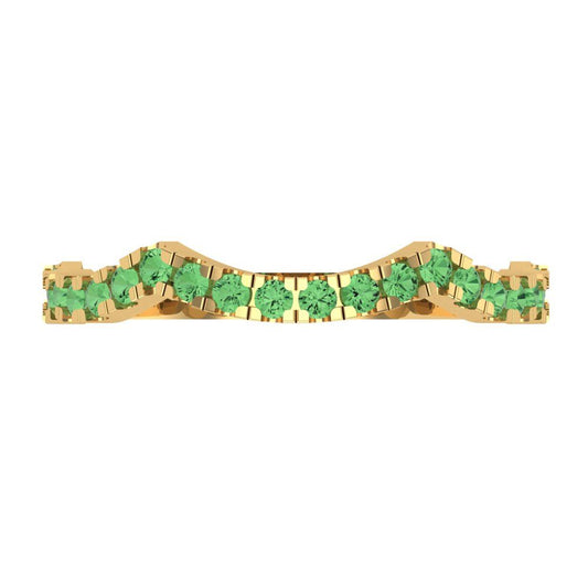0.36 cttw Simulated Green Diamond Round Cut Yellow Gold Eternity Wedding Band