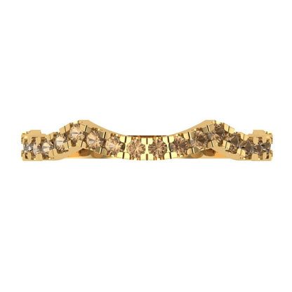 0.36 cttw Simulated Champagne Diamond Round Cut Yellow Gold Eternity Wedding Band