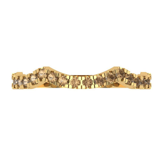 0.36 cttw Simulated Champagne Diamond Round Cut Yellow Gold Eternity Wedding Band