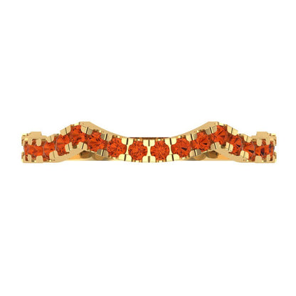 0.36 cttw Simulated Red Diamond Round Cut Yellow Gold Eternity Wedding Band