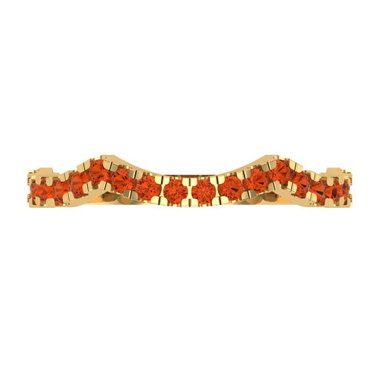 0.36 cttw Simulated Red Diamond Round Cut Yellow Gold Eternity Wedding Band