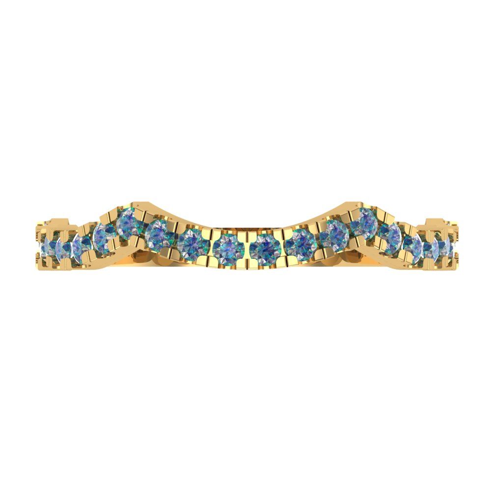 0.36 cttw Blue Moissanite Round Cut Yellow Gold Eternity Wedding Band