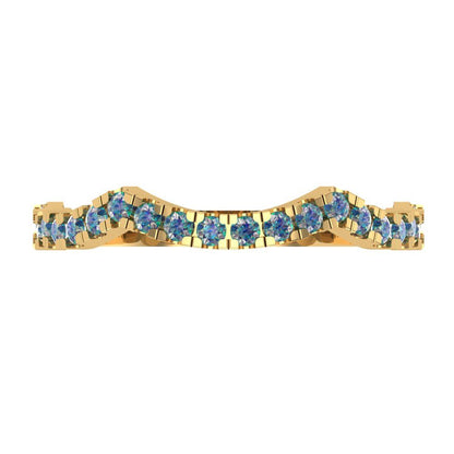 0.36 cttw Blue Moissanite Round Cut Yellow Gold Eternity Wedding Band