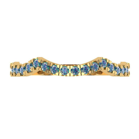 0.36 cttw Blue Moissanite Round Cut Yellow Gold Eternity Wedding Band