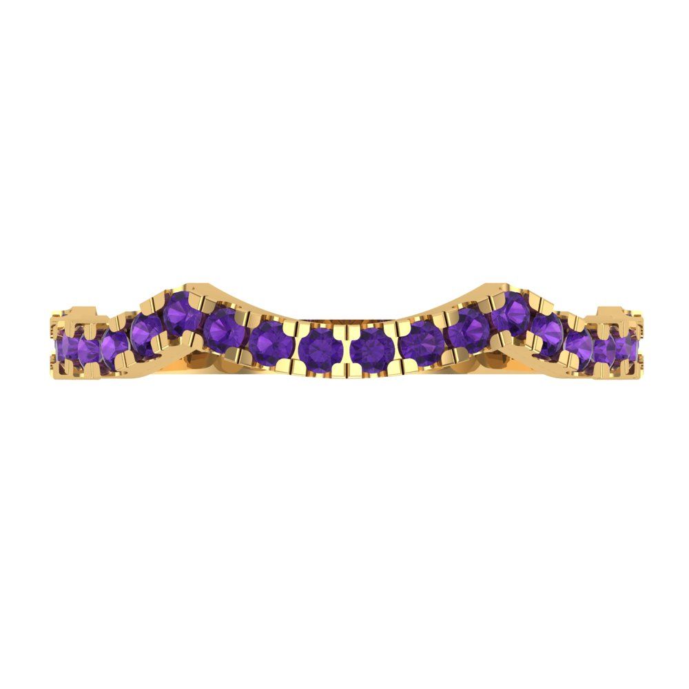 0.36 cttw Natural Amethyst Round Cut Yellow Gold Eternity Wedding Band