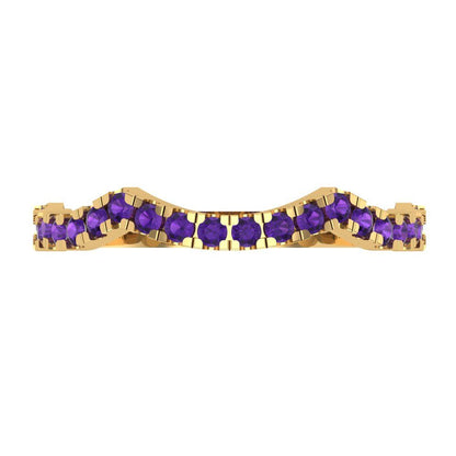 0.36 cttw Natural Amethyst Round Cut Yellow Gold Eternity Wedding Band
