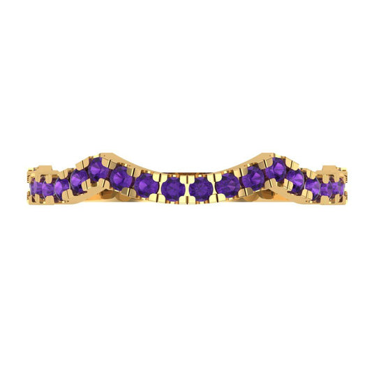 0.36 cttw Natural Amethyst Round Cut Yellow Gold Eternity Wedding Band