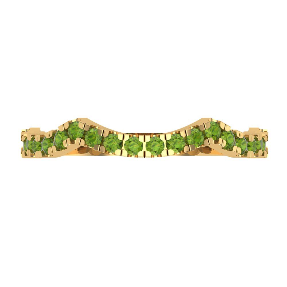 0.36 cttw Natural Peridot Round Cut Yellow Gold Eternity Wedding Band
