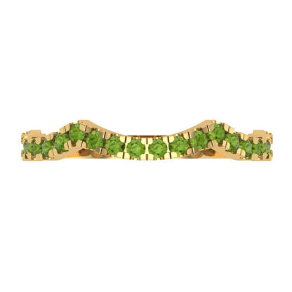 0.36 cttw Natural Peridot Round Cut Yellow Gold Eternity Wedding Band