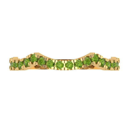 0.36 cttw Natural Peridot Round Cut Yellow Gold Eternity Wedding Band