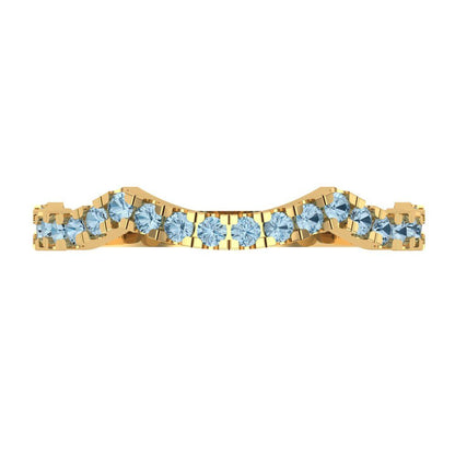 0.36 cttw Natural Sky Blue Topaz Round Cut Yellow Gold Eternity Wedding Band