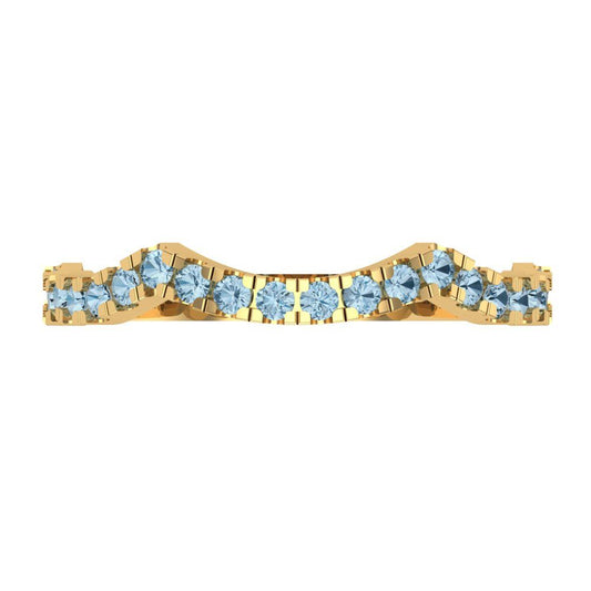 0.36 cttw Natural Sky Blue Topaz Round Cut Yellow Gold Eternity Wedding Band