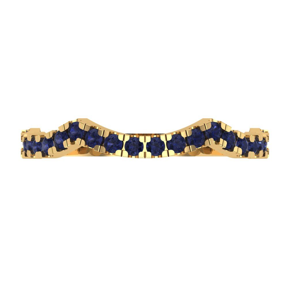 0.36 cttw Simulated Blue Sapphire Round Cut Yellow Gold Eternity Wedding Band
