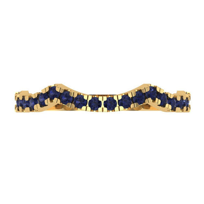 0.36 cttw Simulated Blue Sapphire Round Cut Yellow Gold Eternity Wedding Band