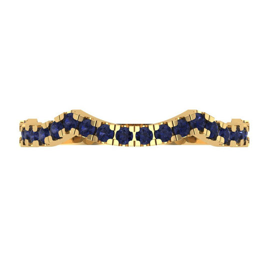 0.36 cttw Simulated Blue Sapphire Round Cut Yellow Gold Eternity Wedding Band