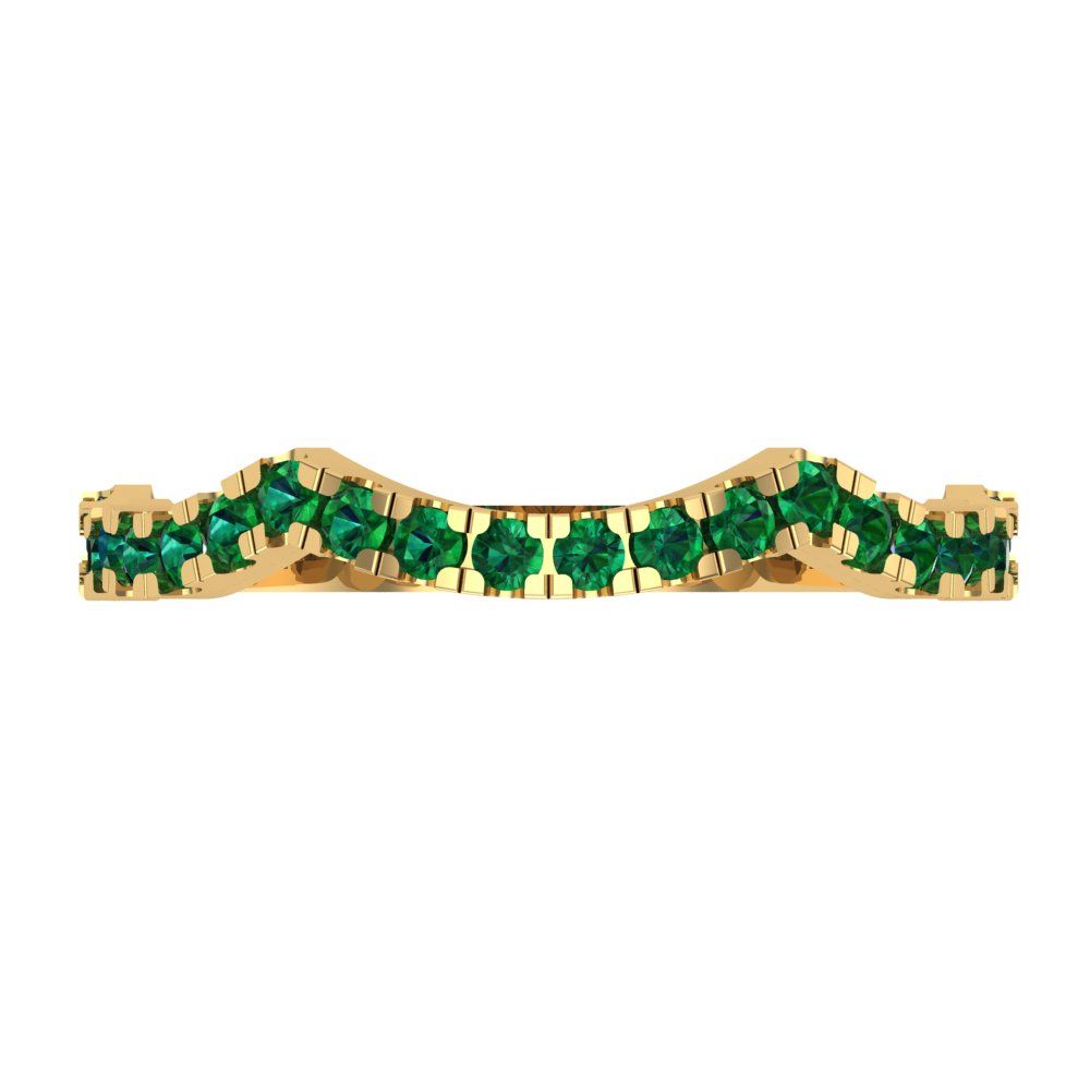 0.36 cttw Simulated Emerald Round Cut Yellow Gold Eternity Wedding Band
