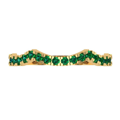 0.36 cttw Simulated Emerald Round Cut Yellow Gold Eternity Wedding Band