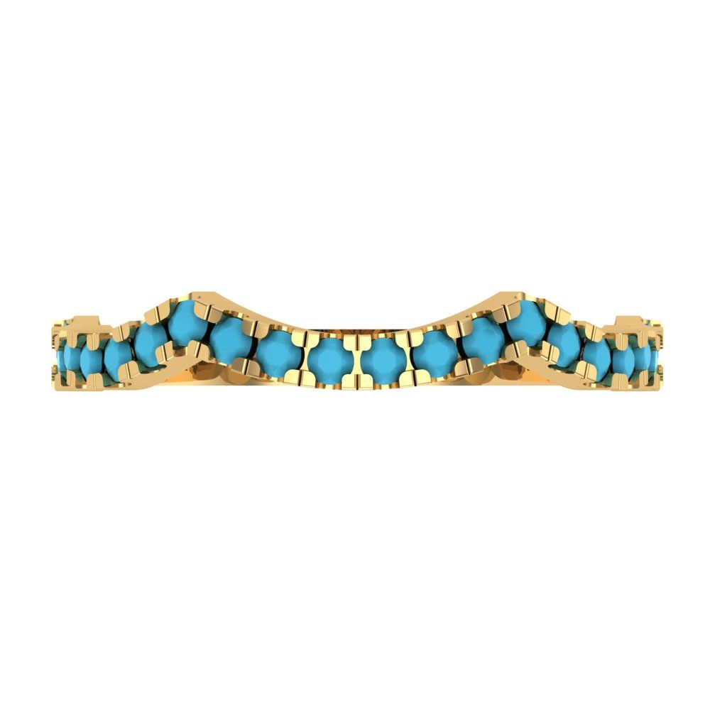 0.36 cttw Simulated Turquoise Round Cut Yellow Gold Eternity Wedding Band