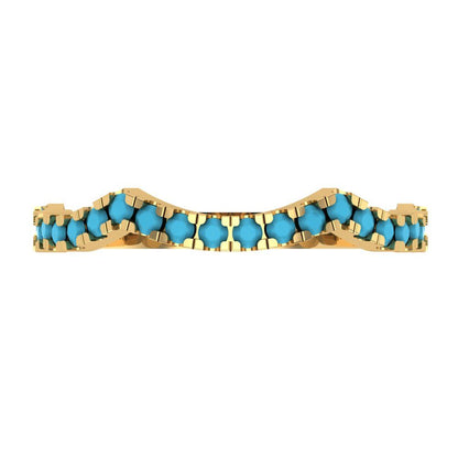 0.36 cttw Simulated Turquoise Round Cut Yellow Gold Eternity Wedding Band