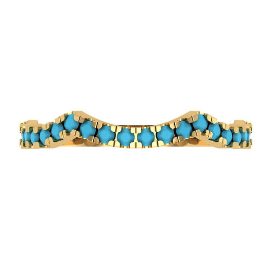 0.36 cttw Simulated Turquoise Round Cut Yellow Gold Eternity Wedding Band