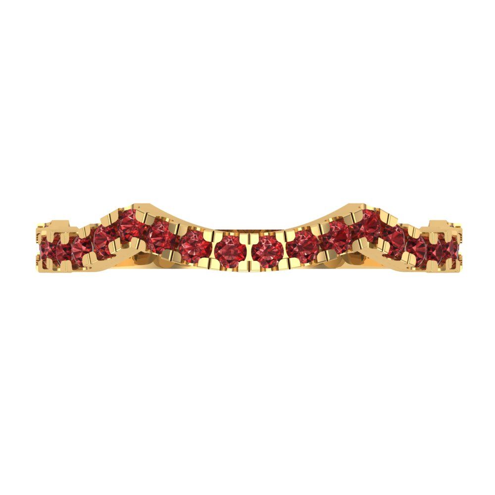 0.36 cttw Natural Garnet Round Cut Yellow Gold Eternity Wedding Band