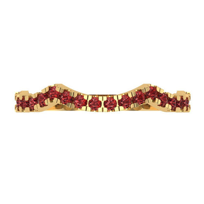 0.36 cttw Natural Garnet Round Cut Yellow Gold Eternity Wedding Band