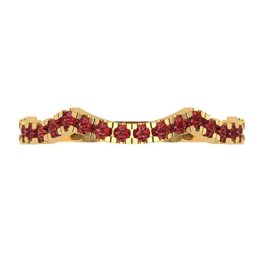 0.36 cttw Natural Garnet Round Cut Yellow Gold Eternity Wedding Band