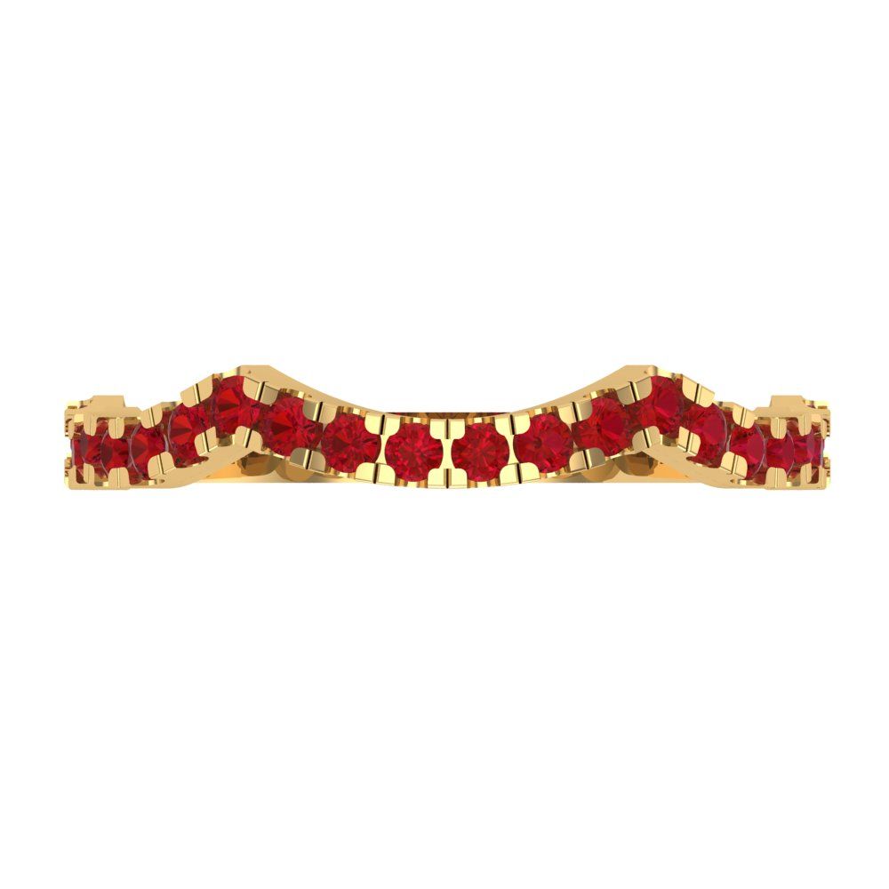 0.36 cttw Simulated Ruby Round Cut Yellow Gold Eternity Wedding Band