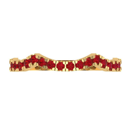 0.36 cttw Simulated Ruby Round Cut Yellow Gold Eternity Wedding Band