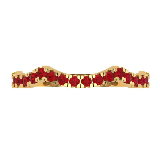 0.36 cttw Simulated Ruby Round Cut Yellow Gold Eternity Wedding Band