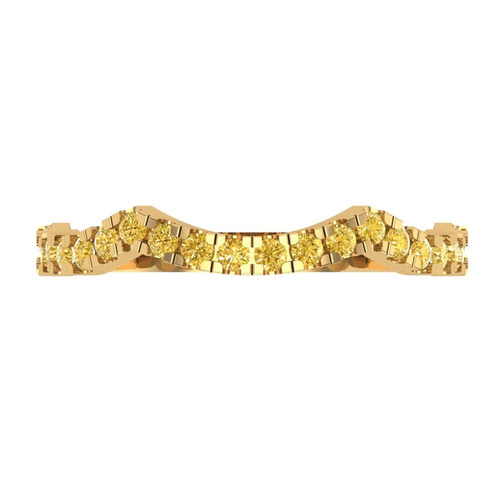 0.36 cttw Natural Citrine Round Cut Yellow Gold Eternity Wedding Band