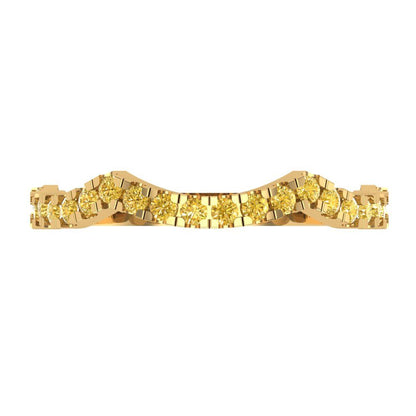 0.36 cttw Natural Citrine Round Cut Yellow Gold Eternity Wedding Band