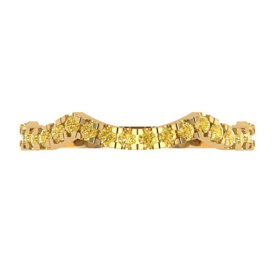 0.36 cttw Natural Citrine Round Cut Yellow Gold Eternity Wedding Band