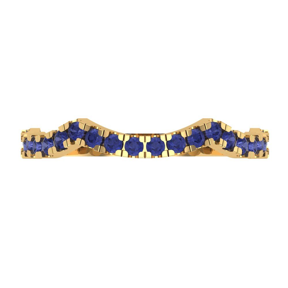 0.36 cttw Simulated Tanzanite Round Cut Yellow Gold Eternity Wedding Band