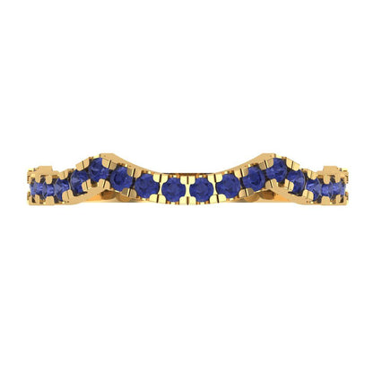 0.36 cttw Simulated Tanzanite Round Cut Yellow Gold Eternity Wedding Band