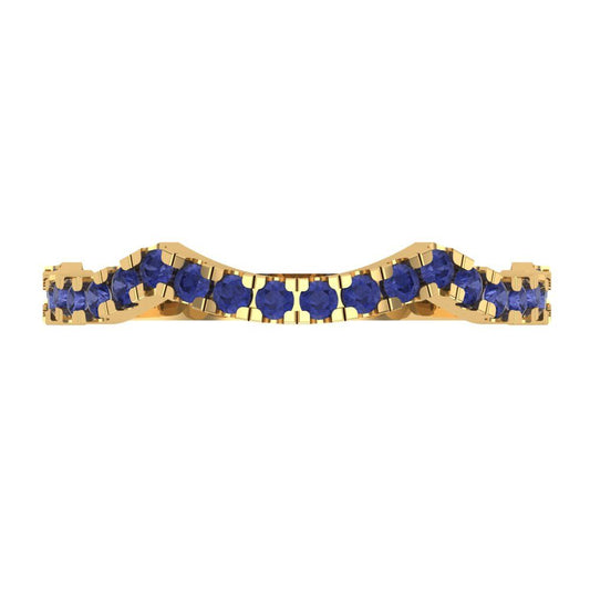 0.36 cttw Simulated Tanzanite Round Cut Yellow Gold Eternity Wedding Band