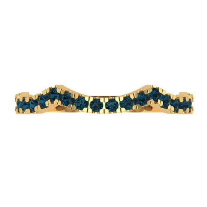 0.36 cttw Natural London Blue Topaz Round Cut Yellow Gold Eternity Wedding Band
