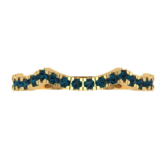 0.36 cttw Natural London Blue Topaz Round Cut Yellow Gold Eternity Wedding Band
