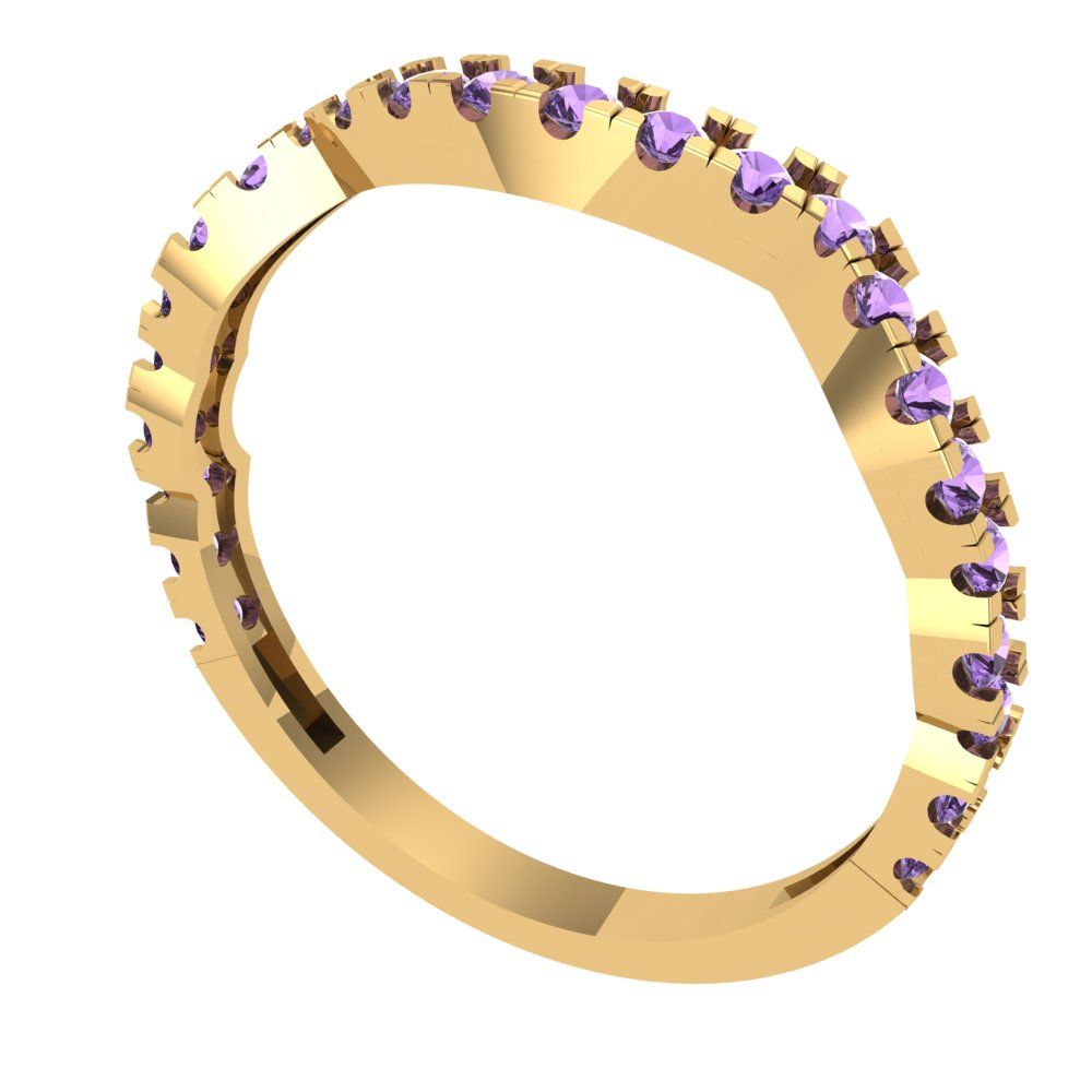 0.36 cttw Simulated Alexandrite Round Cut Yellow Gold Eternity Wedding Band