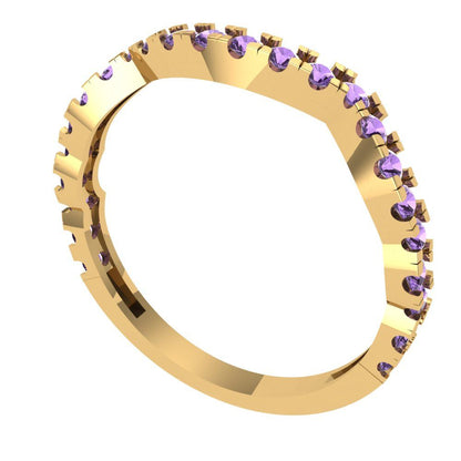 0.36 cttw Simulated Alexandrite Round Cut Yellow Gold Eternity Wedding Band
